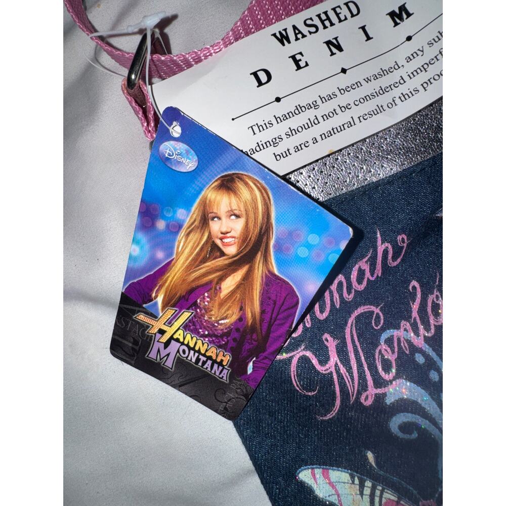 Vintage Hannah Montana Miley Cyrus Denim Pop Star Tote Bag Purse NEW WITH TAG - Picture 4 of 8